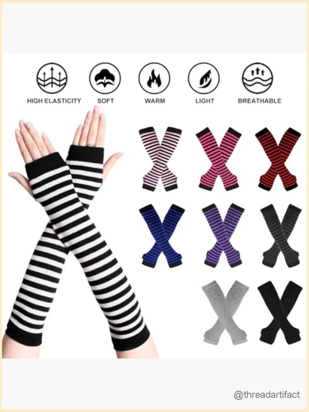 Women's Punk Gothic Fingerless Gloves Arm Warmers Knitted Long Wrist Warmers
